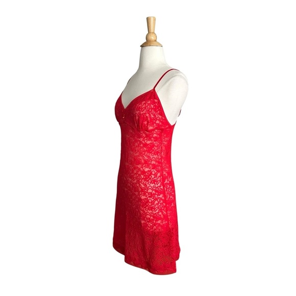 VICTORIA’S SECRET Red Lace Slip Dress Chemise Lingerie Festival Romantic Size XL - Picture 5 of 15